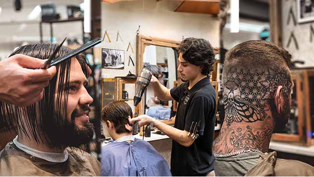 Modern herrfrisyr, fade och styling hos barberare i Stockholm