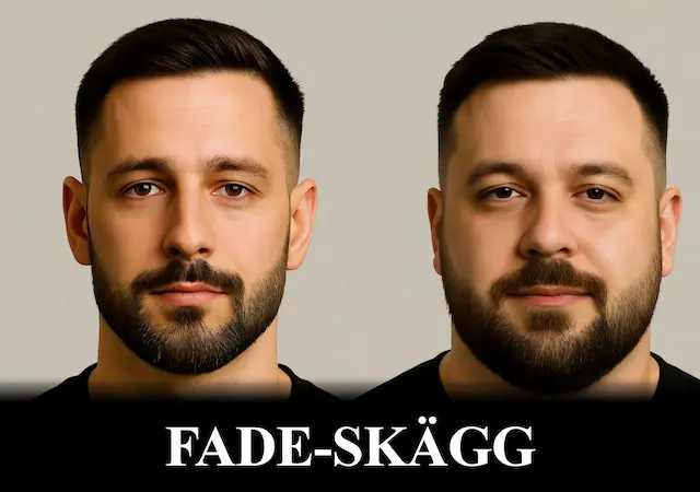 Man med fade-skägg – modern skäggstil med markerad käklinje.