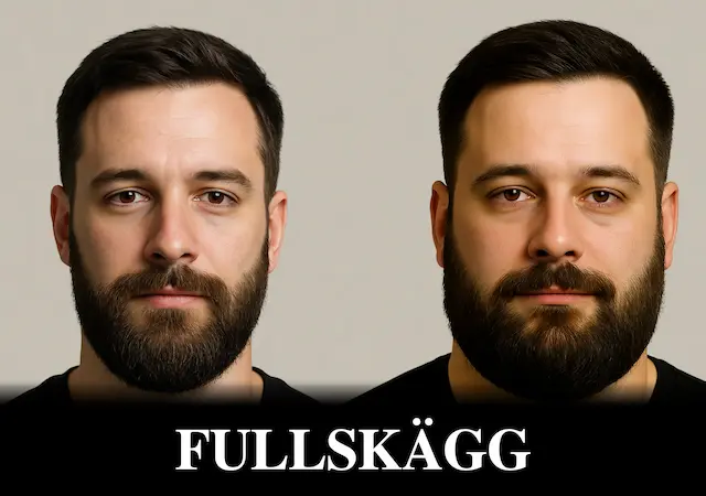 Man med fylligt fullskägg – naturlig och kraftfull skäggstil som framhäver käklinjen.