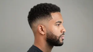 Skin fade herrfrisyr där sidorna tonas ner till huden