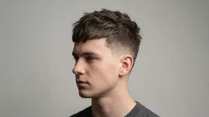 Textured crop herrfrisyr med korta sidor och textur på toppen